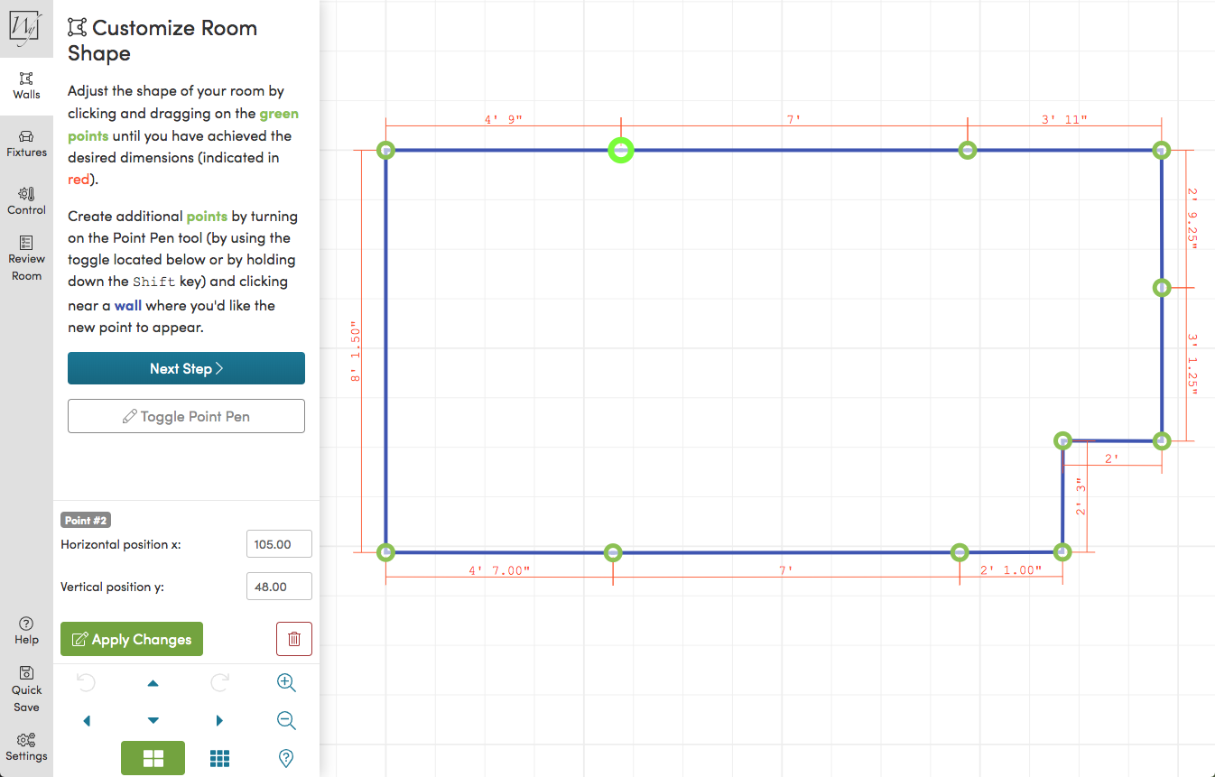 Step 2: Customize room size by dragging edges to match your space